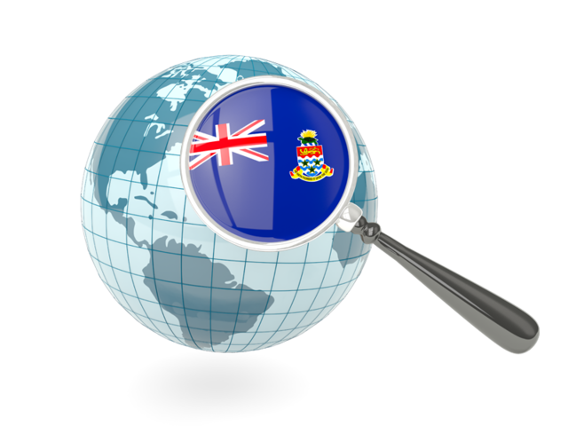 Magnified flag with blue globe. Download flag icon of Cayman Islands at PNG format