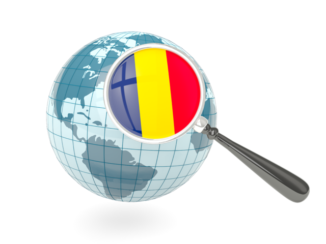 Magnified flag with blue globe. Download flag icon of Chad at PNG format