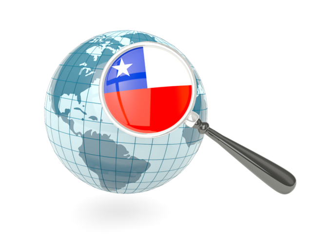 Magnified flag with blue globe. Download flag icon of Chile at PNG format