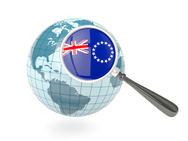 Magnified flag with blue globe. Download flag icon of Cook Islands at PNG format