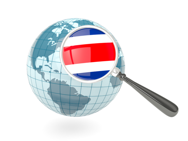Magnified flag with blue globe. Download flag icon of Costa Rica at PNG format