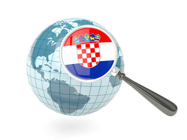 Magnified flag with blue globe. Download flag icon of Croatia at PNG format