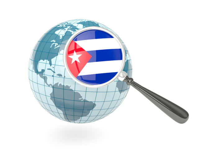 Magnified flag with blue globe. Download flag icon of Cuba at PNG format