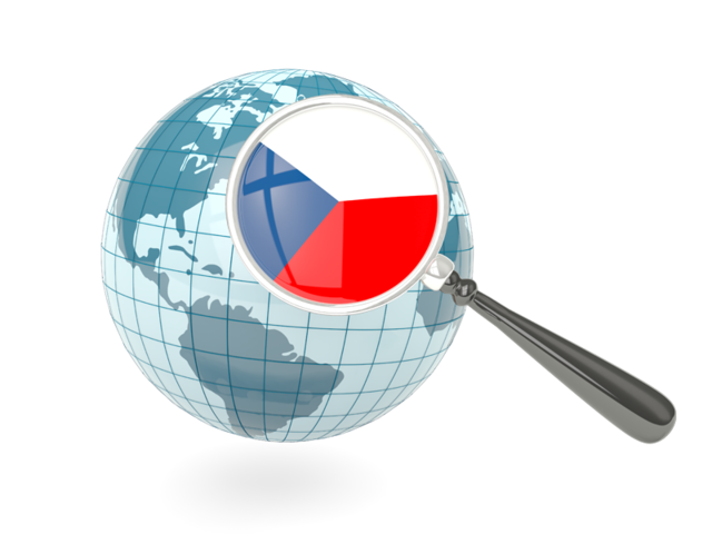 Magnified flag with blue globe. Download flag icon of Czech Republic at PNG format