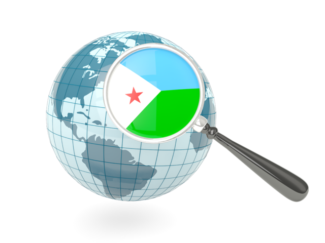 Magnified flag with blue globe. Download flag icon of Djibouti at PNG format