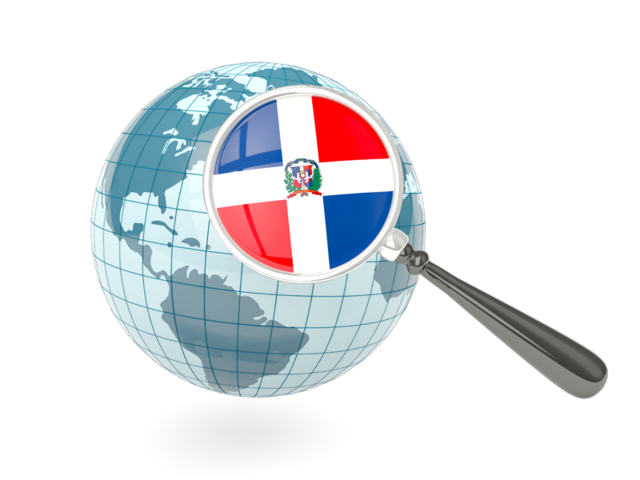 Magnified flag with blue globe. Download flag icon of Dominican Republic at PNG format