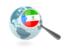 Equatorial Guinea. Magnified flag with blue globe. Download icon.