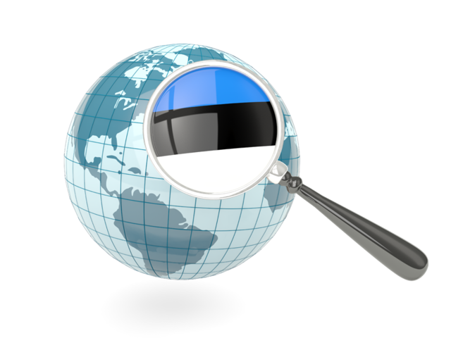 Magnified flag with blue globe. Download flag icon of Estonia at PNG format