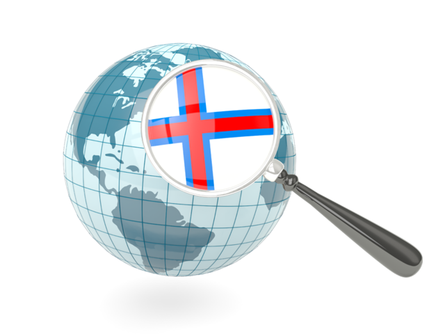 Magnified flag with blue globe. Download flag icon of Faroe Islands at PNG format