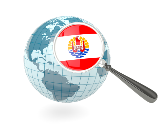 Magnified flag with blue globe. Download flag icon of French Polynesia at PNG format