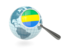 Gabon. Magnified flag with blue globe. Download icon.