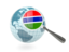 Gambia. Magnified flag with blue globe. Download icon.