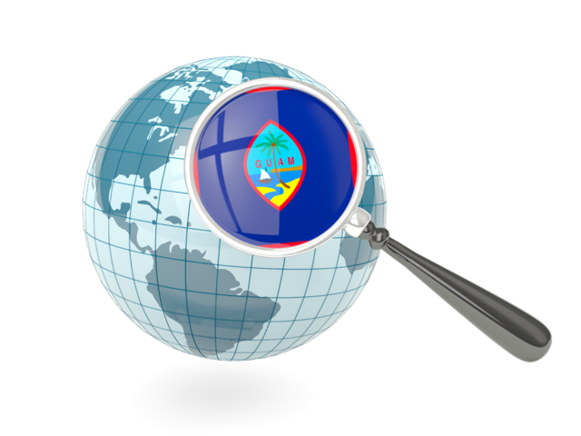 Magnified flag with blue globe. Download flag icon of Guam at PNG format