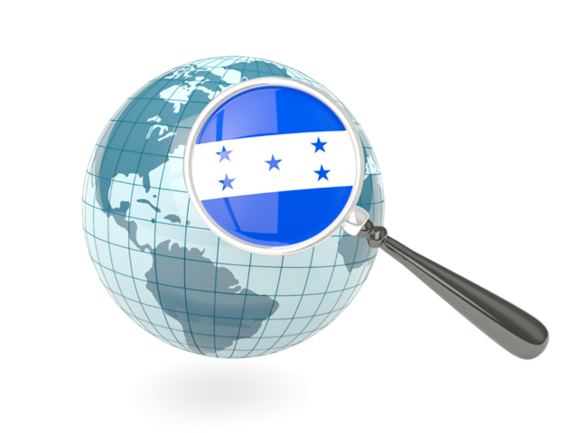 Magnified flag with blue globe. Download flag icon of Honduras at PNG format
