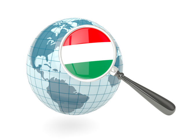 Magnified flag with blue globe. Download flag icon of Hungary at PNG format