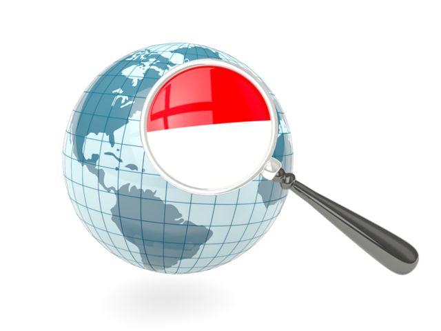 Magnified flag with blue globe. Download flag icon of Indonesia at PNG format