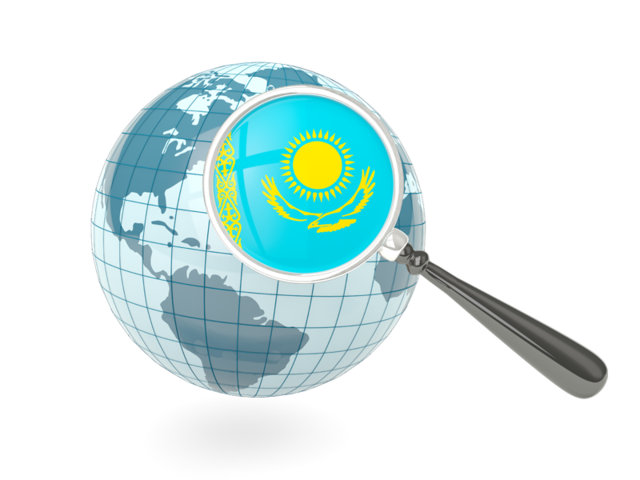 Magnified flag with blue globe. Download flag icon of Kazakhstan at PNG format