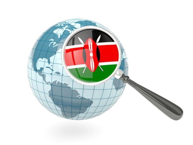 Magnified flag with blue globe. Download flag icon of Kenya at PNG format