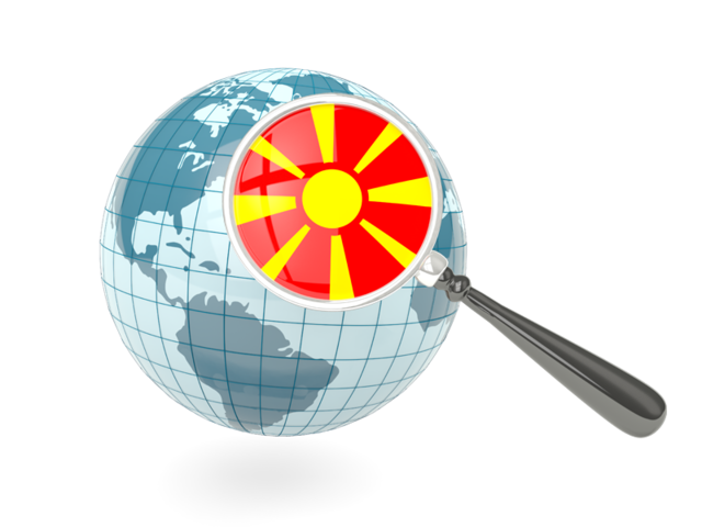 Magnified flag with blue globe. Download flag icon of Macedonia at PNG format