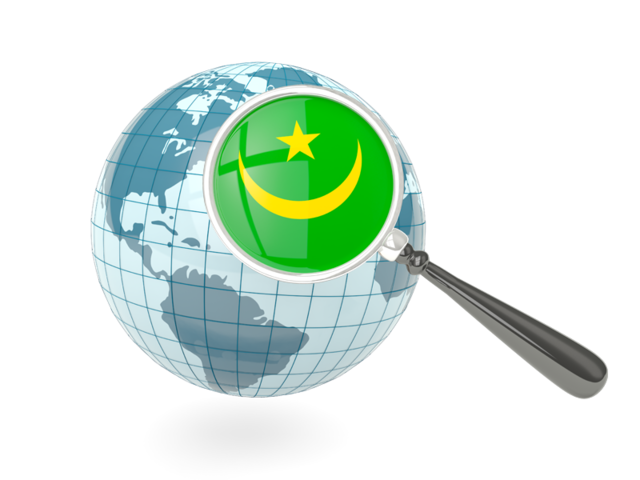 Magnified flag with blue globe. Download flag icon of Mauritania at PNG format