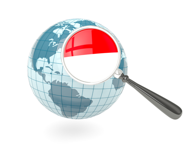 Magnified flag with blue globe. Download flag icon of Monaco at PNG format