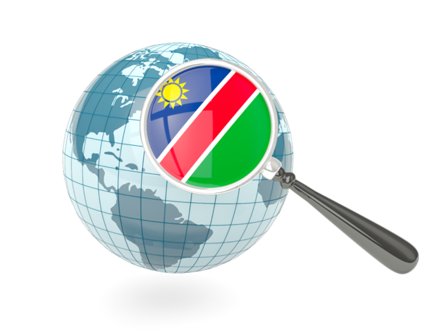 Magnified flag with blue globe. Download flag icon of Namibia at PNG format