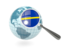 Magnified flag with blue globe