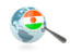 Niger. Magnified flag with blue globe. Download icon.