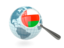 Oman. Magnified flag with blue globe. Download icon.