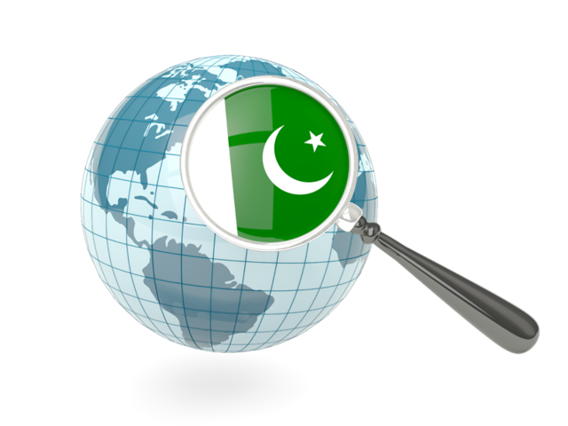 Magnified flag with blue globe. Download flag icon of Pakistan at PNG format