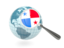 Panama. Magnified flag with blue globe. Download icon.