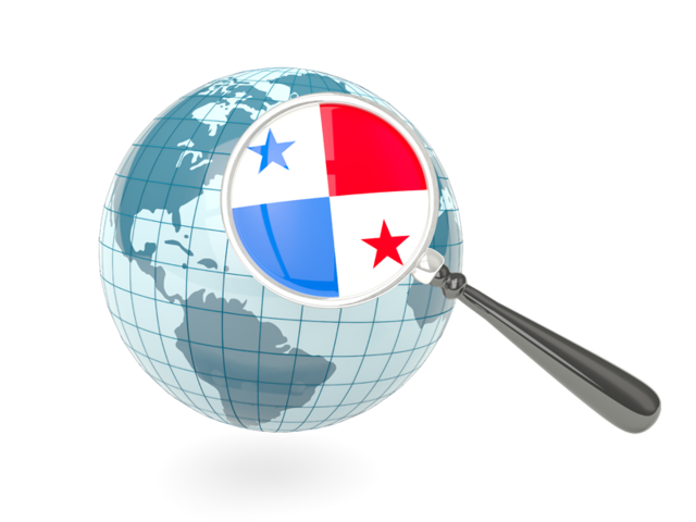 Magnified flag with blue globe. Download flag icon of Panama at PNG format