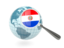 Paraguay. Magnified flag with blue globe. Download icon.