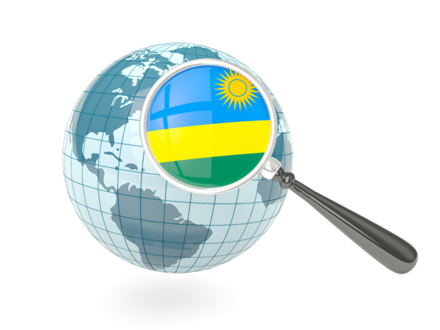 Magnified flag with blue globe. Download flag icon of Rwanda at PNG format