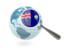 Saint Helena. Magnified flag with blue globe. Download icon.