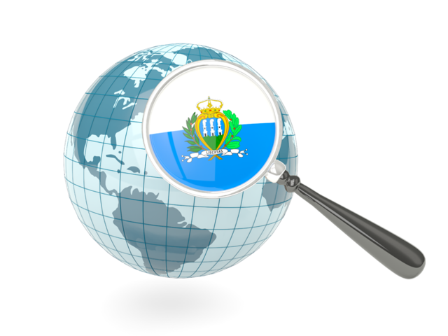 Magnified flag with blue globe. Download flag icon of San Marino at PNG format