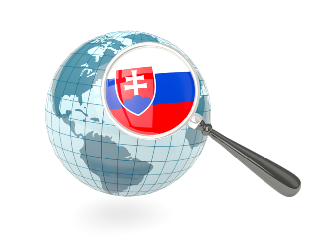 Magnified flag with blue globe. Download flag icon of Slovakia at PNG format