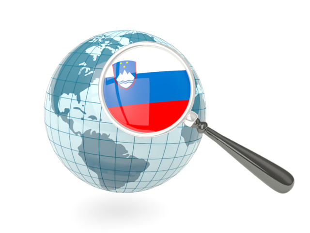 Magnified flag with blue globe. Download flag icon of Slovenia at PNG format