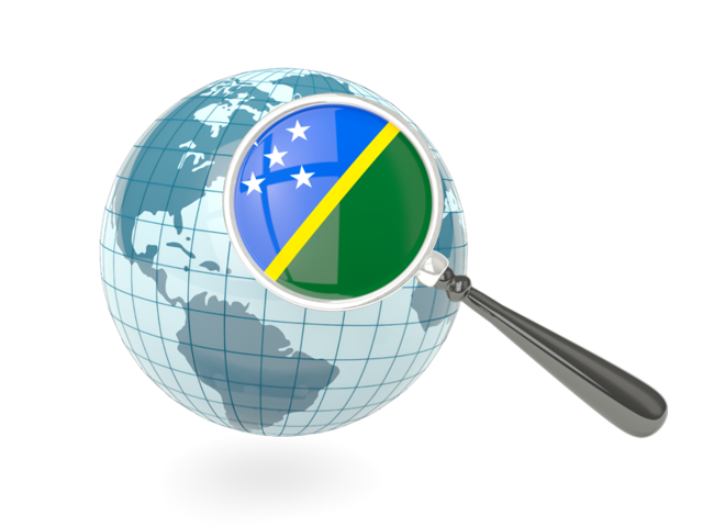 Magnified flag with blue globe. Download flag icon of Solomon Islands at PNG format