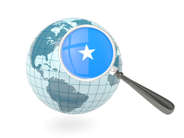 Magnified flag with blue globe. Download flag icon of Somalia at PNG format