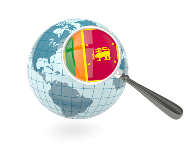 Magnified flag with blue globe. Download flag icon of Sri Lanka at PNG format