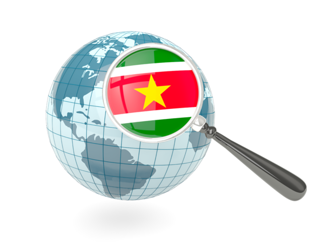 Magnified flag with blue globe. Download flag icon of Suriname at PNG format