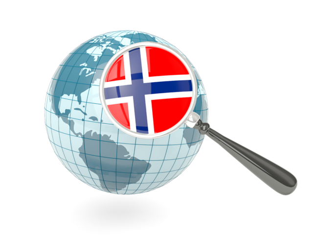 Magnified flag with blue globe. Download flag icon of Svalbard and Jan Mayen at PNG format