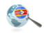 Swaziland. Magnified flag with blue globe. Download icon.