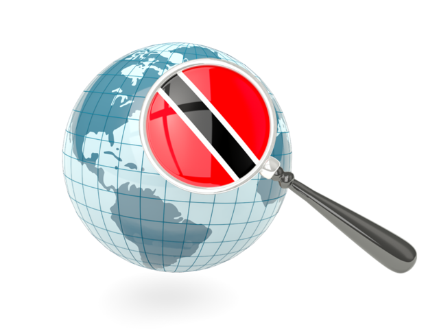 Magnified flag with blue globe. Download flag icon of Trinidad and Tobago at PNG format