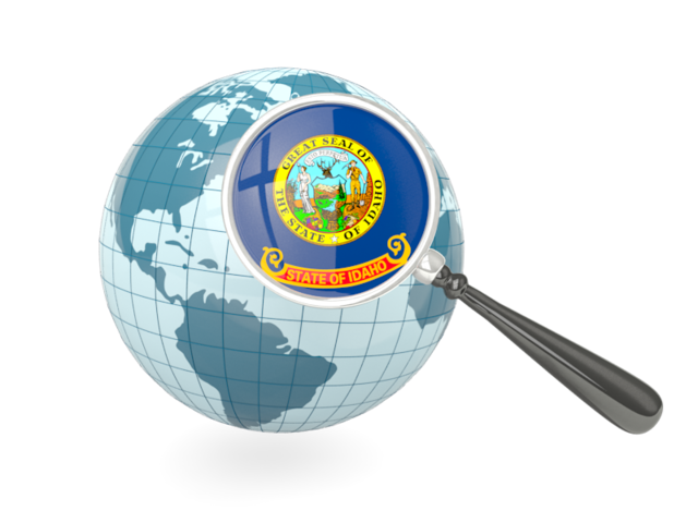 Magnified flag with blue globe. Download flag icon of Idaho