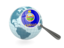 Flag of state of Kansas. Magnified flag with blue globe. Download icon