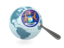 Flag of state of Michigan. Magnified flag with blue globe. Download icon