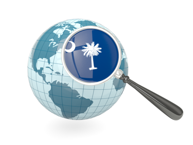 Magnified flag with blue globe. Download flag icon of South Carolina