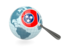 Flag of state of Tennessee. Magnified flag with blue globe. Download icon